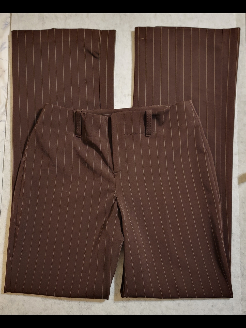 Vintage Y2K Iz Byer California Brown Pinstripe Trousers Size 5 Office Siren